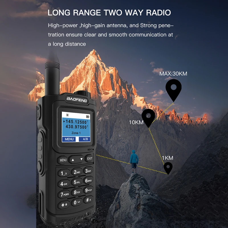 Baofeng UV-20 Walkie Talkie 10W 220-260mhz High Capacity Wireless Frequency Copy Type C Charging 999 Channel UV-G30 Pro V1 Radio