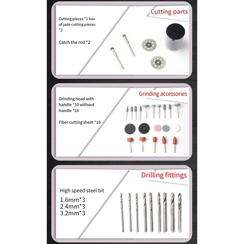 276PCS Electric Grinder Parts Kit Woodworking Root Jewelry Jade Cutting Grinding Polishing Engraving Machine Portable