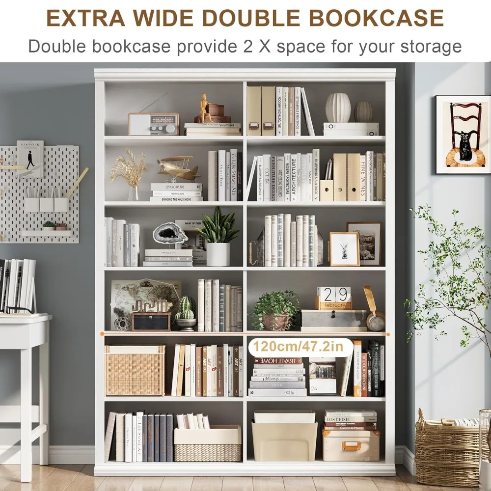 

71.8" L *47.2“W Wooden Bookcase and Bookshelf – Extra Large Bookshelf with Double Storage, Customized