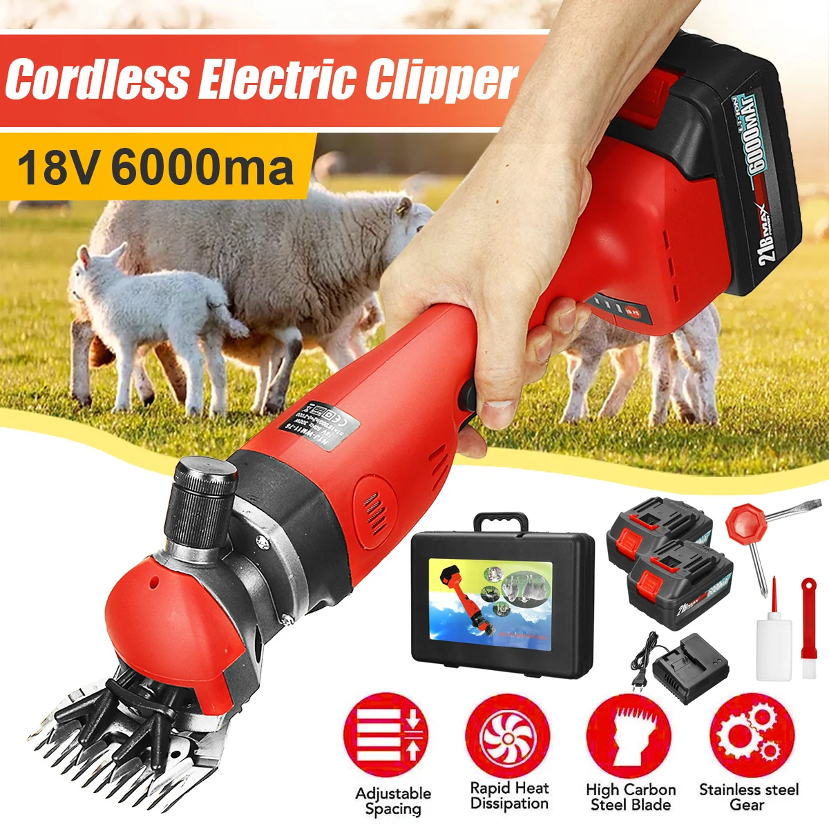GMO5-76 Rechargeable Battery Sheep Clipper Shearing Machine Sheep Hair Clipper Cordless Sheep Shears With Battery For Sale