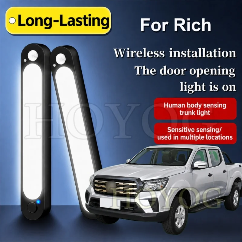 For Rich 2007-2026 Car Trunk Light LED Lamp Wireless Sensor No Drilling Easy Install Boot Cargo Light Pickup Truck Cargo