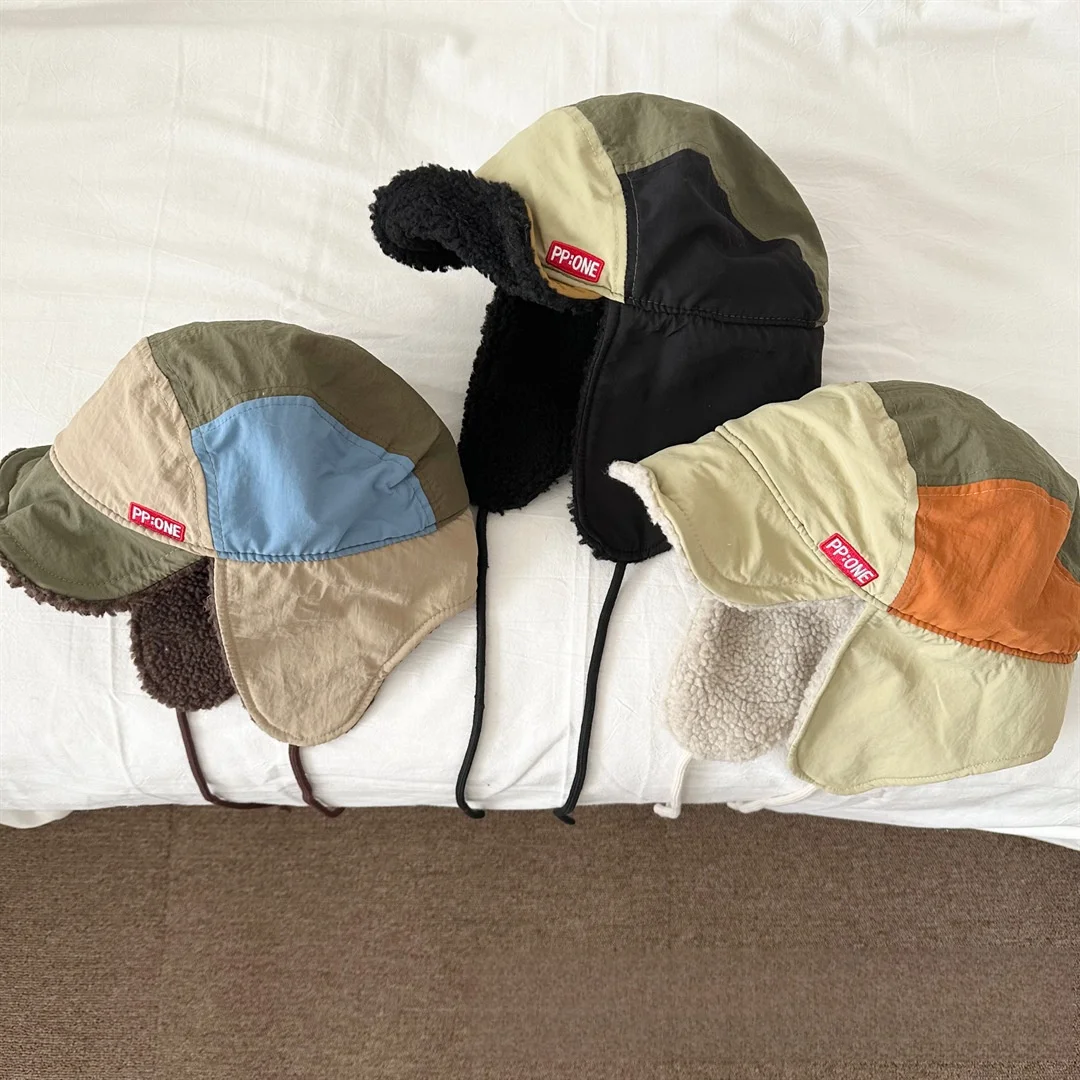 أطفال سميكة الصوف الأذن رفرف الصياد قبعة خليط لينة حافة الشتاء الدافئ قبعة الطفل للأطفال عادية في الهواء الطلق يندبروف قبعة #1