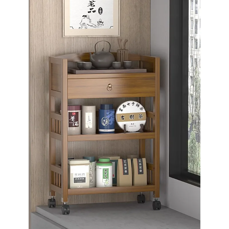 Movable Bookshelves for Reading, Floor to Ceiling, Wheeled, Solid Wood, Home Desktop Storage