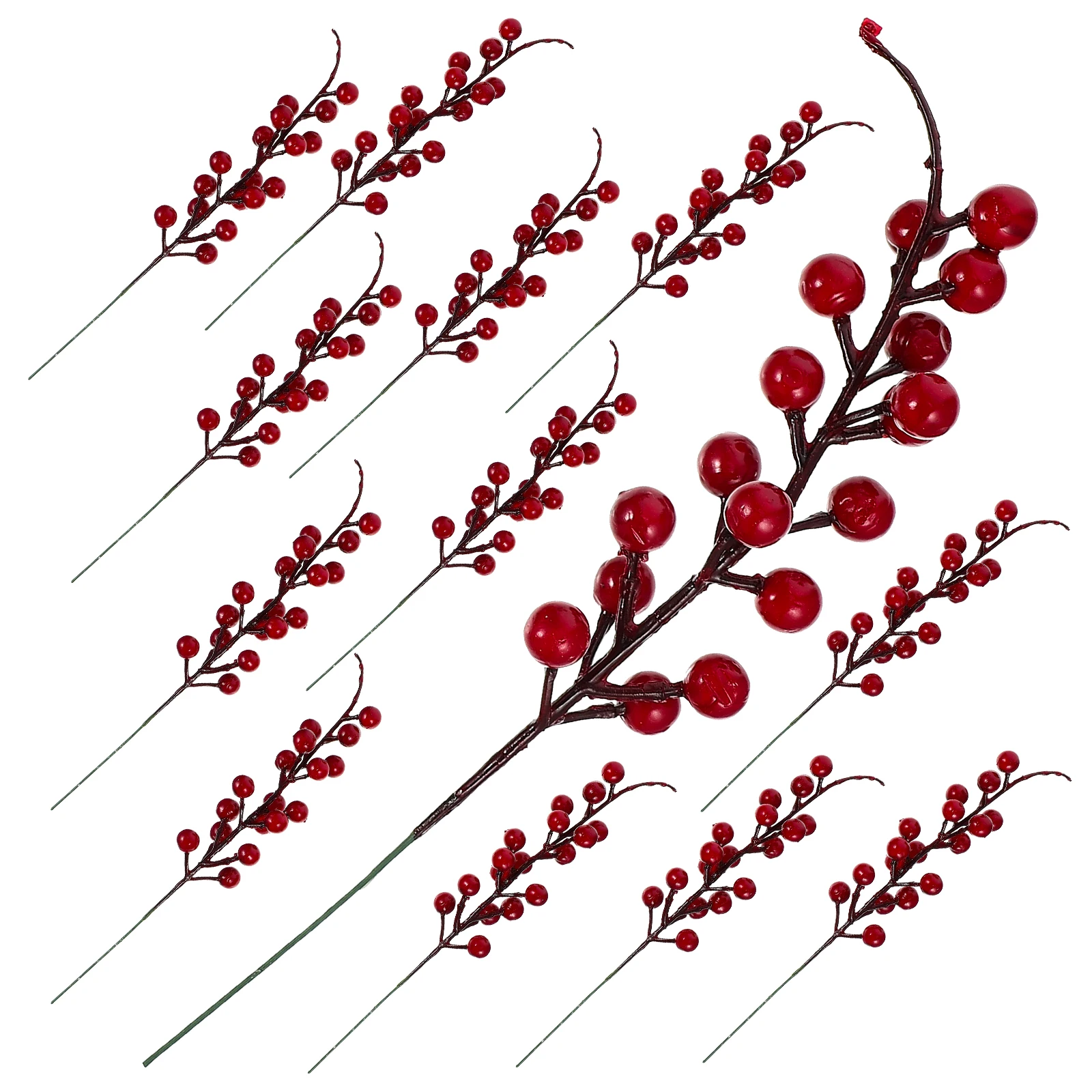 

12 Pcs Red Berry Stems Artificial Decorative Branches Simulation Christmas Flower Arrangement Party nament