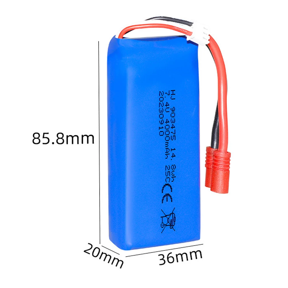 USB充電器付きLiPoバッテリー,7.4v,4000mah,syma x8c x8w x8g x8 hg899 rcドローン用,予備部品,2s,903475