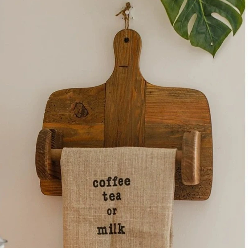 

‌ Винтажный держатель для туалетной бумаги, диспенсер для рулонов из цельного дерева, кухонное хранилище без дрели, креативный органайзер для домашнего декора