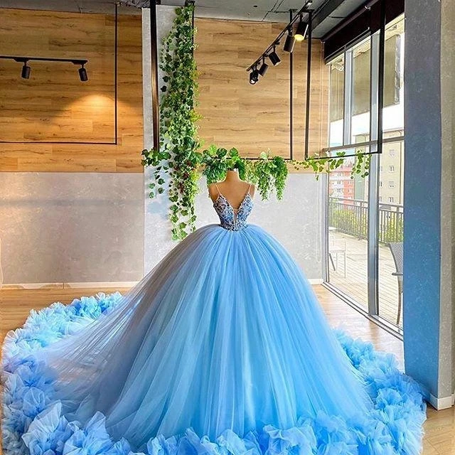 Robe de soirée en Tulle pour femmes, tenue de bal de standing, col en V, à volants, violet, bleu marine, grande taille, magnifique, Vintage, Sexy, 2022