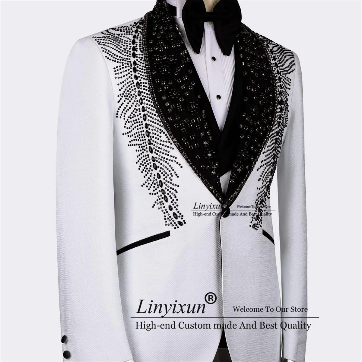 مصمم الماس الخرز سهرة فاخرة الرجال الدعاوى 3 قطع مجموعات الذكور عشاء حزب الحلل مخصص العريس حفلة موسيقية trajes الفقرة hombre