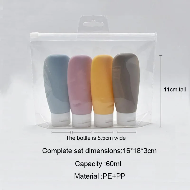 Bouteilles de voyage en Silicone de 60ml, tout pour conteneurs, ensemble de bouteilles de voyage rechargeables, ensemble d'emballage de voyage, Kit de bouteilles de shampoing