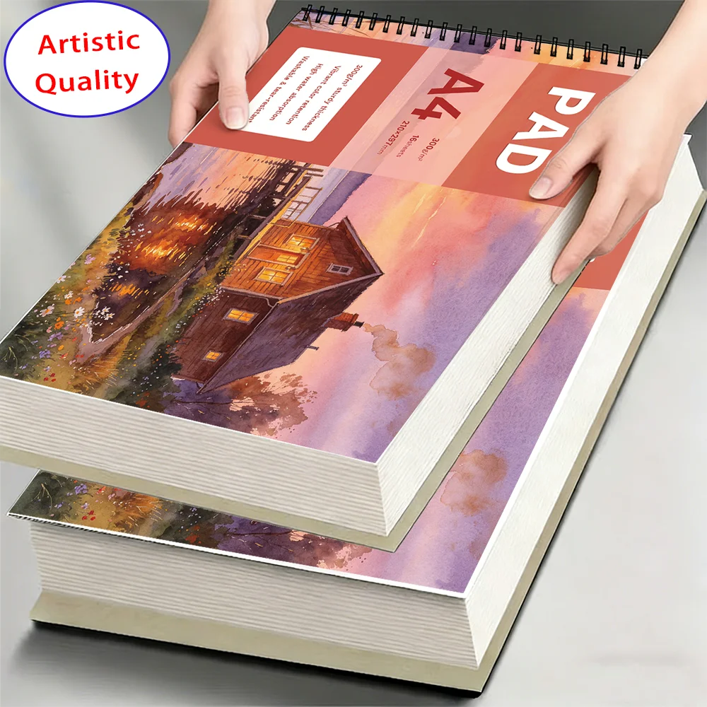 A4/A5 Watercolor Pad,300gsm acid-free thick paper,16 sheets,great water absorption and anti-bleed feature,works well with waterc