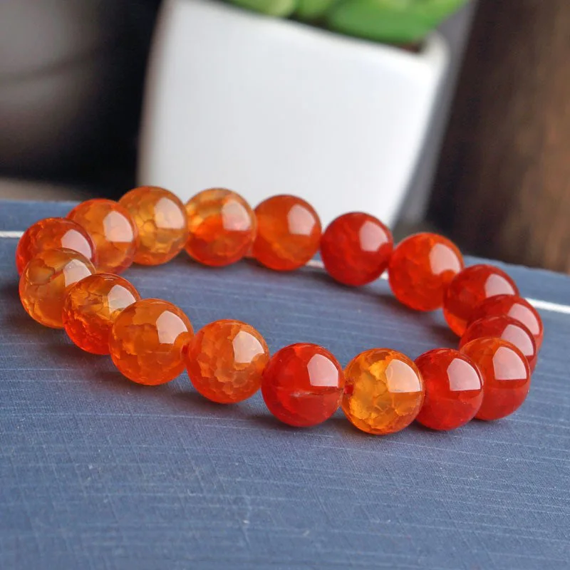 Red Agate Texture Scale Blood Men'S And Women'S Antique Single Circle Round Beads Bracelet