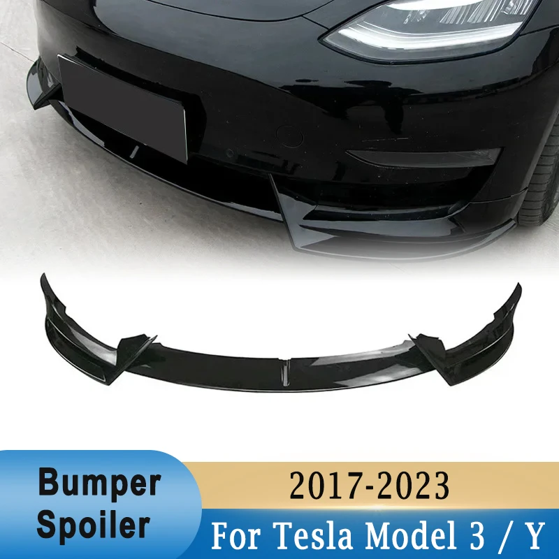 

Front Bumper Lip Spoiler for Tesla Model 3 Y 2017-2023 Lower Bumper Diffuser Protector Trim Cover Car Modification Body Kit