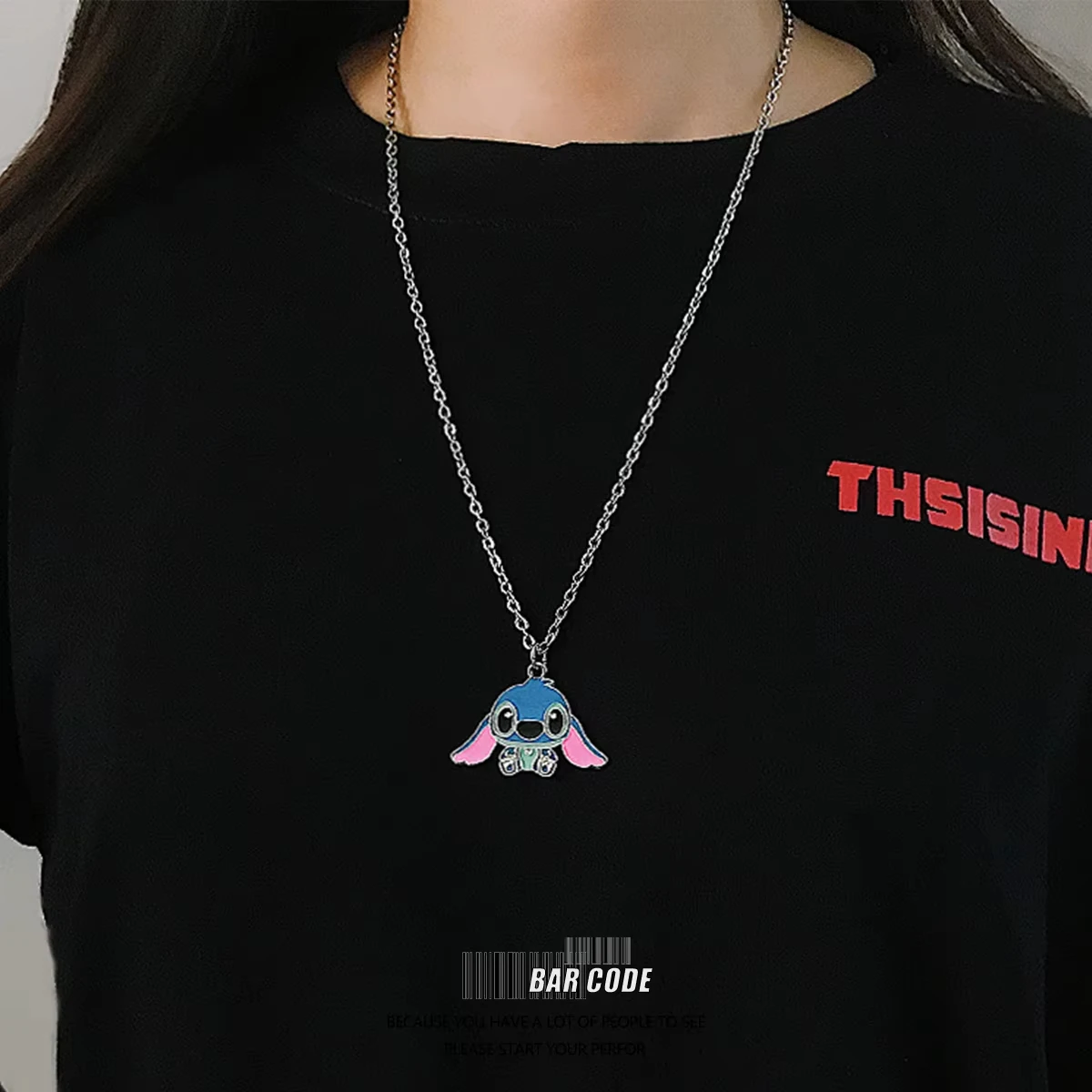 Kawaii Metal Stitch Necklace Chain Pendant Accessories Girls Gift image 6