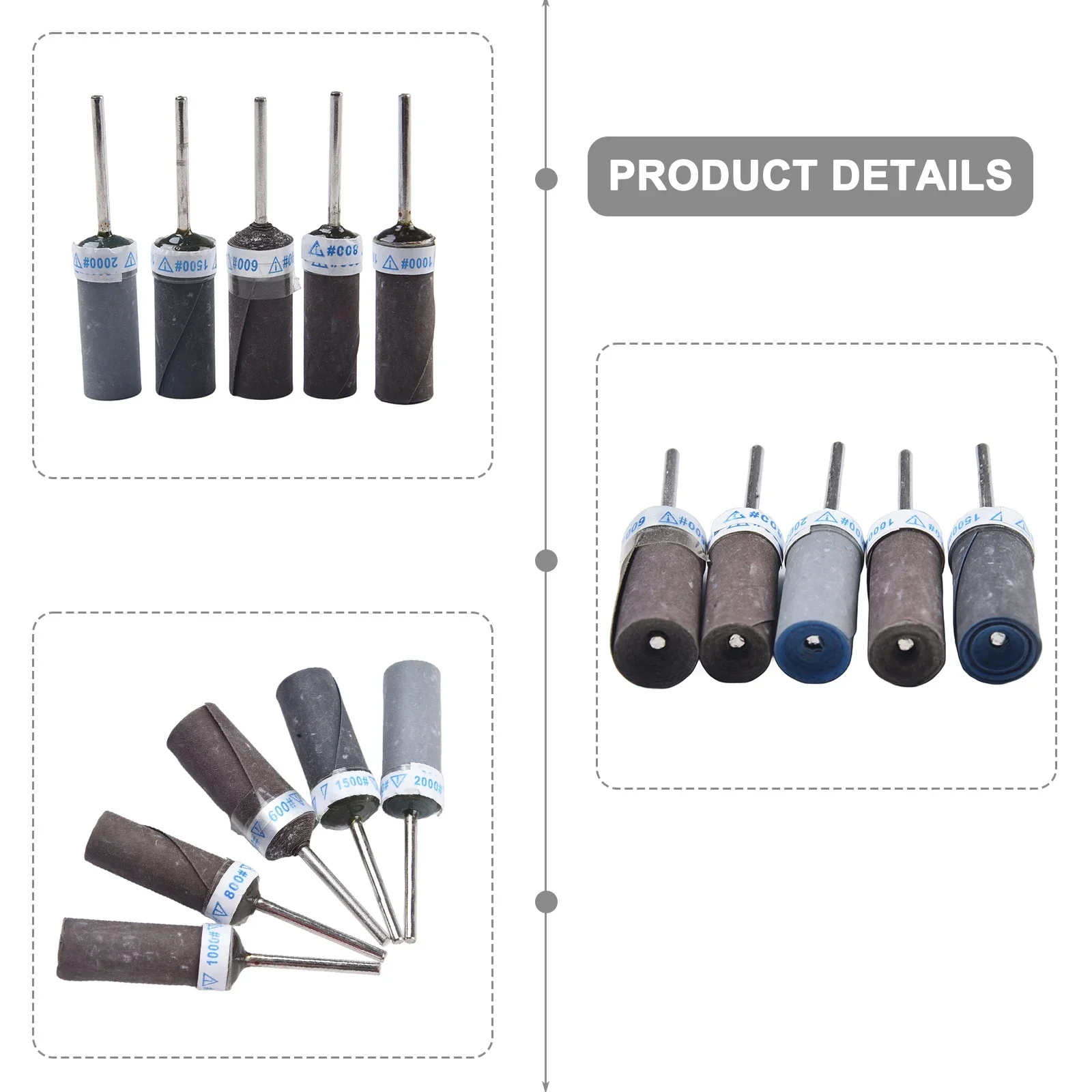 

5pcs Sandpaper Stick Grinding Head P800-P2000 Sanding Paper Polishing Grinding Polishing Band Wheel Electric Drill Accessories