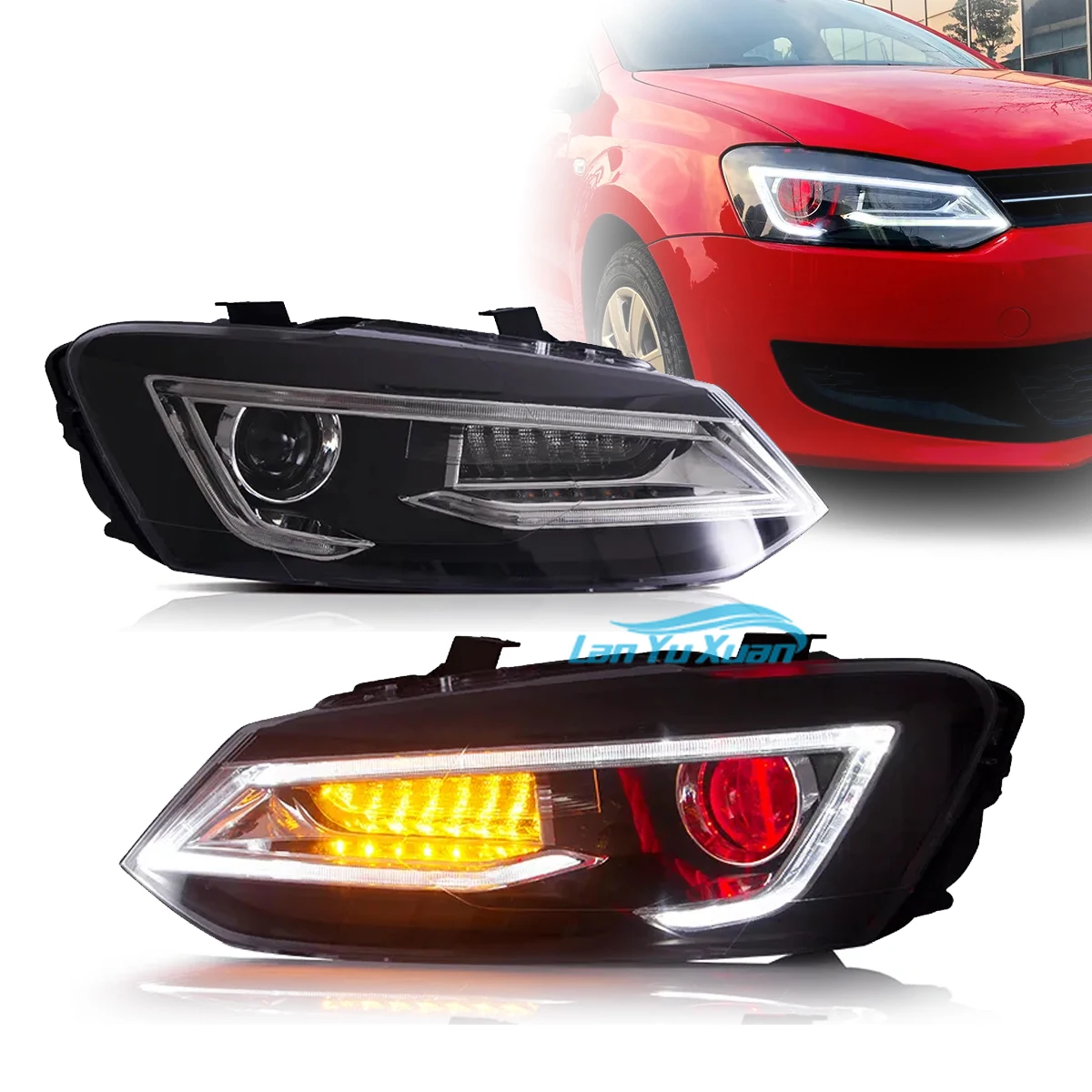 Auto Accessories LED Front Lights Demon Eyes Headlights For VW  Polo 2011-2017 Trendline/Comfortline/Highline/Base