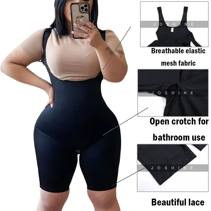 Fajas Colombianas Stage 2 For Women Postpartum Girdle BBL Seamless Bodysuit Open Crotch Shapewear Corset Slimming Body Shaper