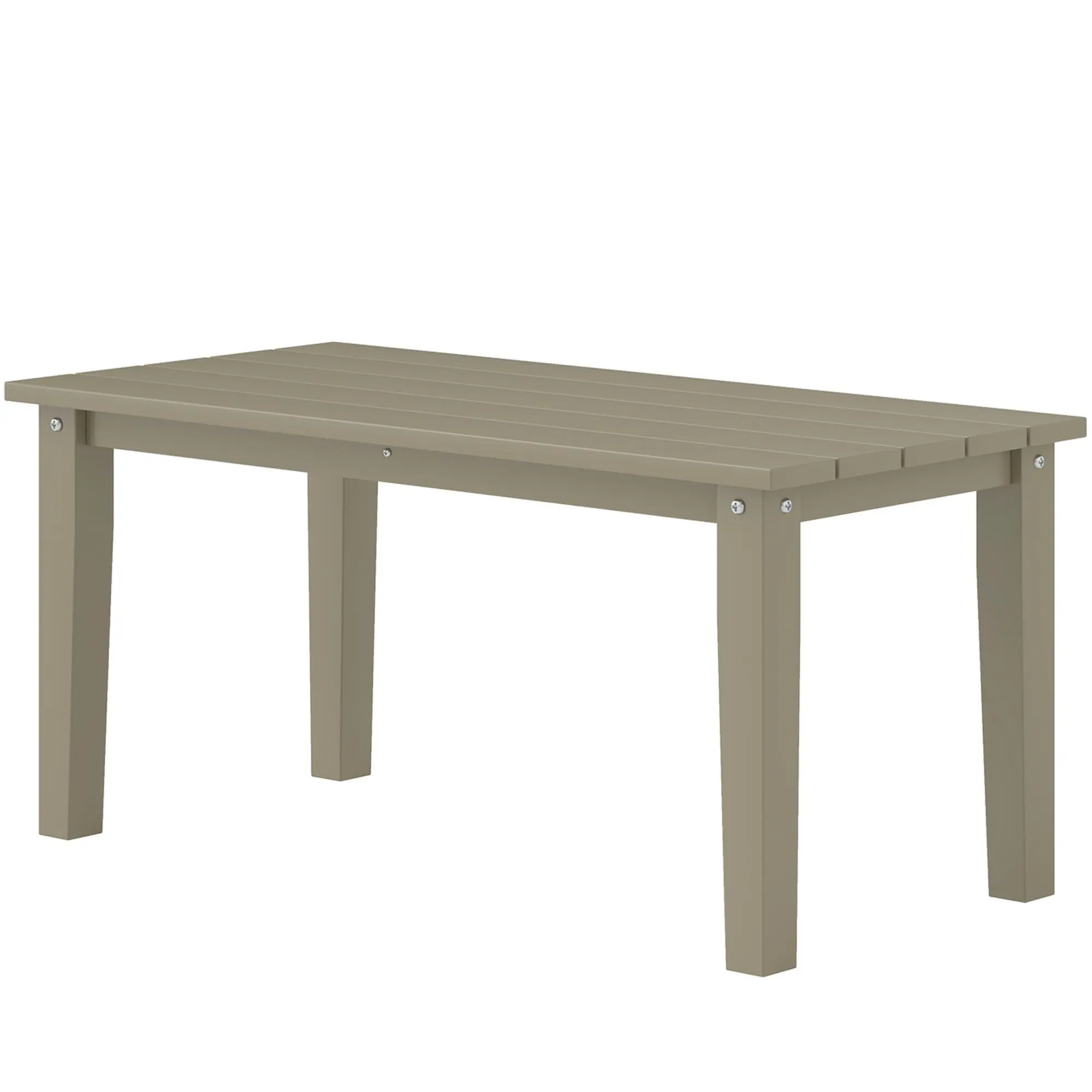 

Outsunny Rectangle Outdoor Coffee Table, HDPE All-Weather Outdoor Patio Table with Slatted Tabletop for Yard, Balcony, Brown