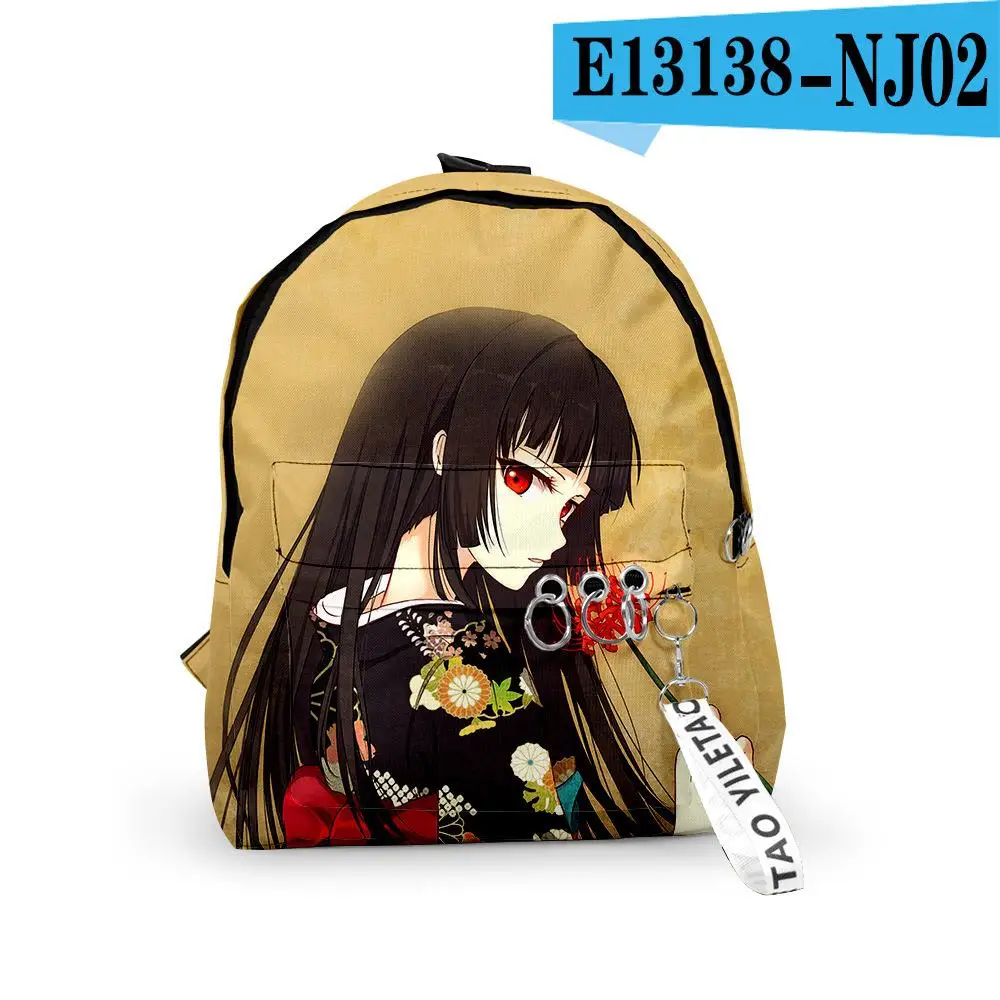 Trendy Youthful Hell Girl School Bags Notebook Backpacks Boys/Girls 3D Print Oxford Waterproof Key Chain Small Travel Bags