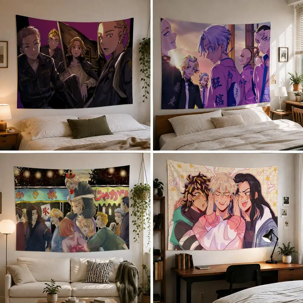 Anime T-Tokyo revengers Tapestry Custom Living Bedroom Party Dormitory interior Wall bohemian Decoration Attached clip