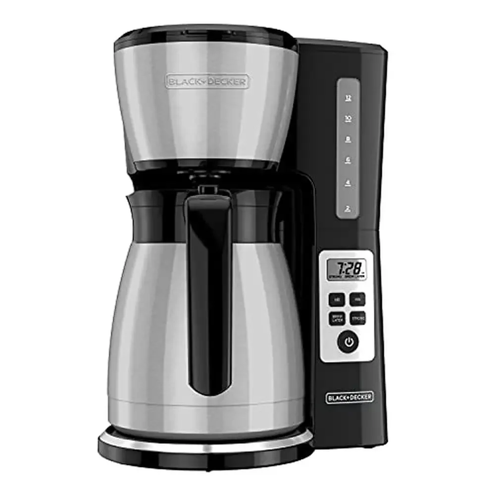 12 Cup Stainless Steel Programmable Coffee Maker with Vortex Technology Hot Brew Strength Thermal Carafe No-Drip Pour Spout 24