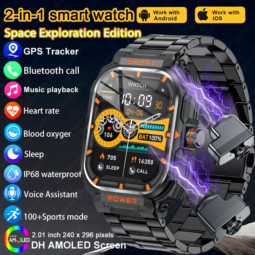 2024 New Smart Watch TWS Headset Two In One Wireless Bluetooth Dual Earbuds Call Health Monitor Sport Music Earphone Smartwatch