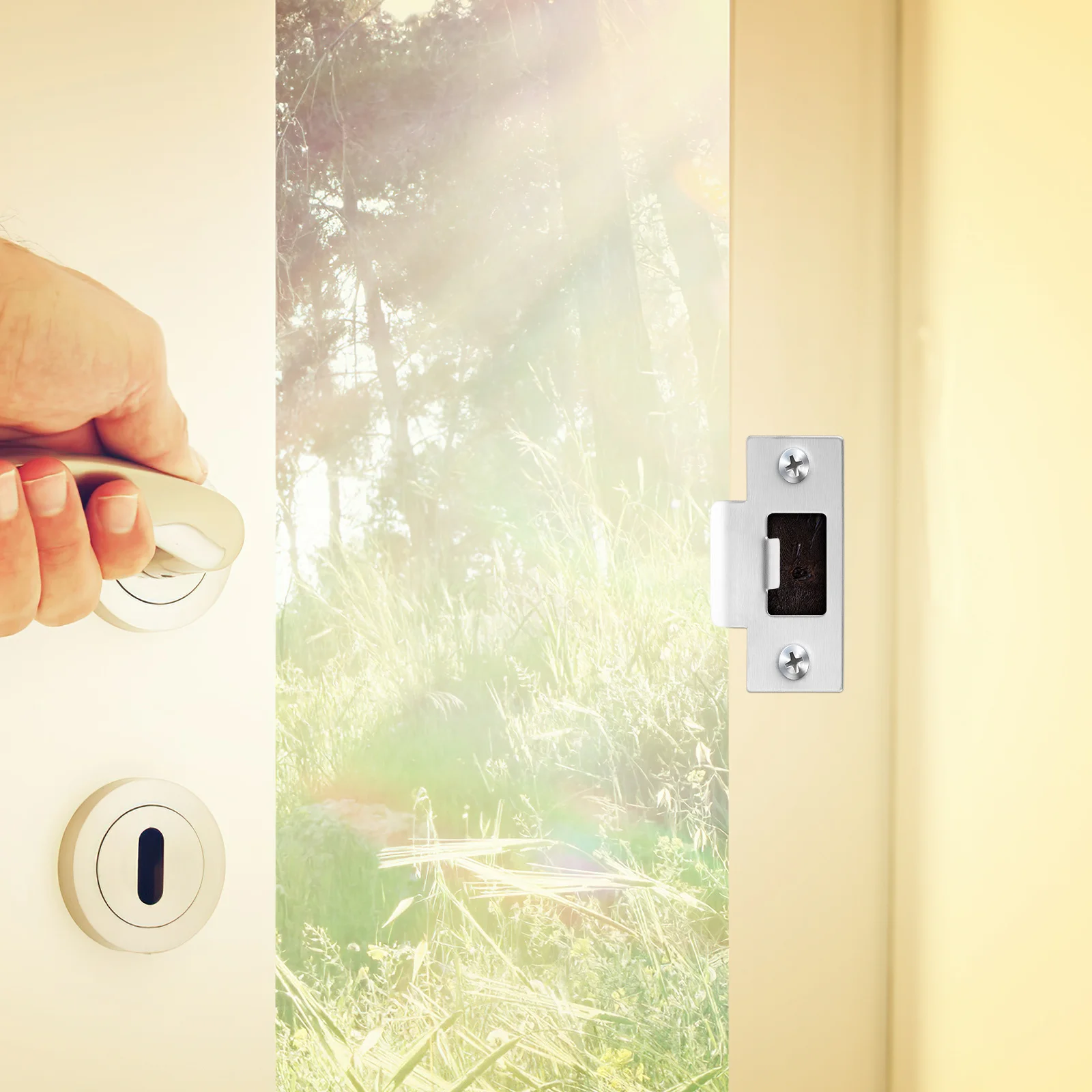 4 قطعة الفولاذ المقاوم للصدأ ديدبولت سترايك لوحة الثقيلة تعزيز الباب للأمن الخارجي الداخلي غطاء الخصوصية لوحة قفل #5