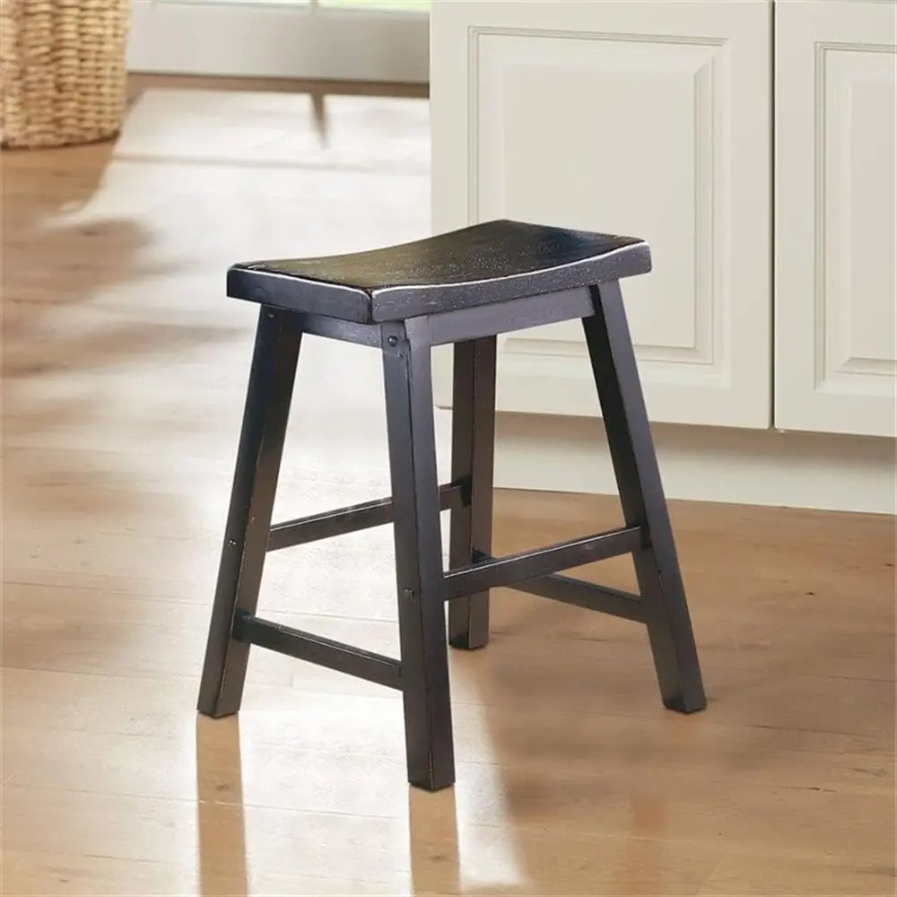 Saddleback Solid Wood Kitchen Height Bar Stool Set Of 2 - Saddle Kitchen Stool Dining Height Stools for Dining, Arml