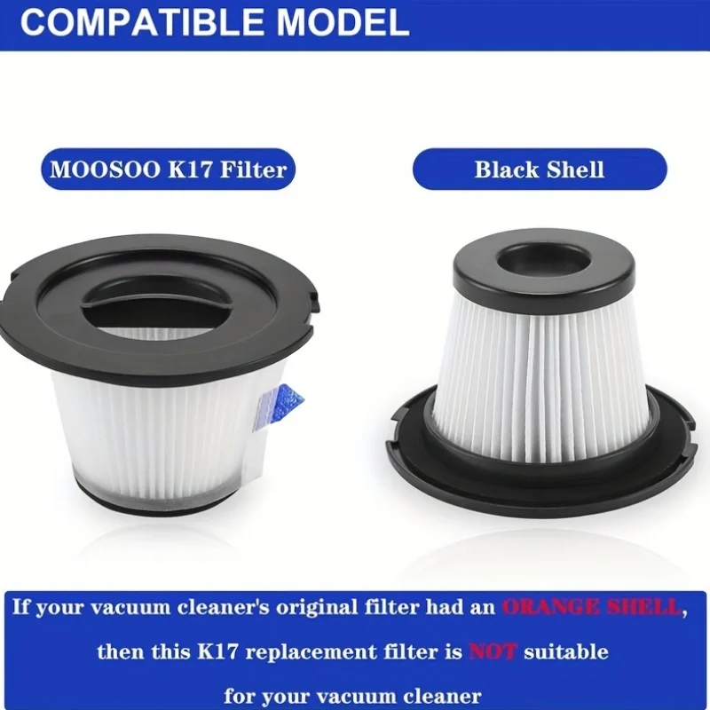 K17 Replacement Filter: Compatible w/ MOOSOO K17, ORFELD V20, NEQUARE A18 (18KPa), Not for Mossoo K17 pro (6 HEPA + 6 Screens)