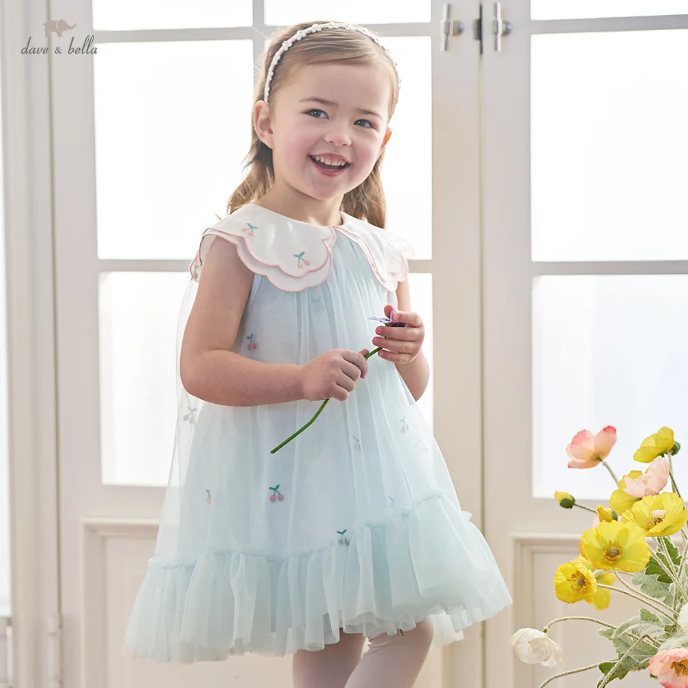Dave Bella Girls Mesh Dresses Children Princess Clothes Baby Summer Dress Elegant Charm Party Cool Fashion Sleeveless DB2261640