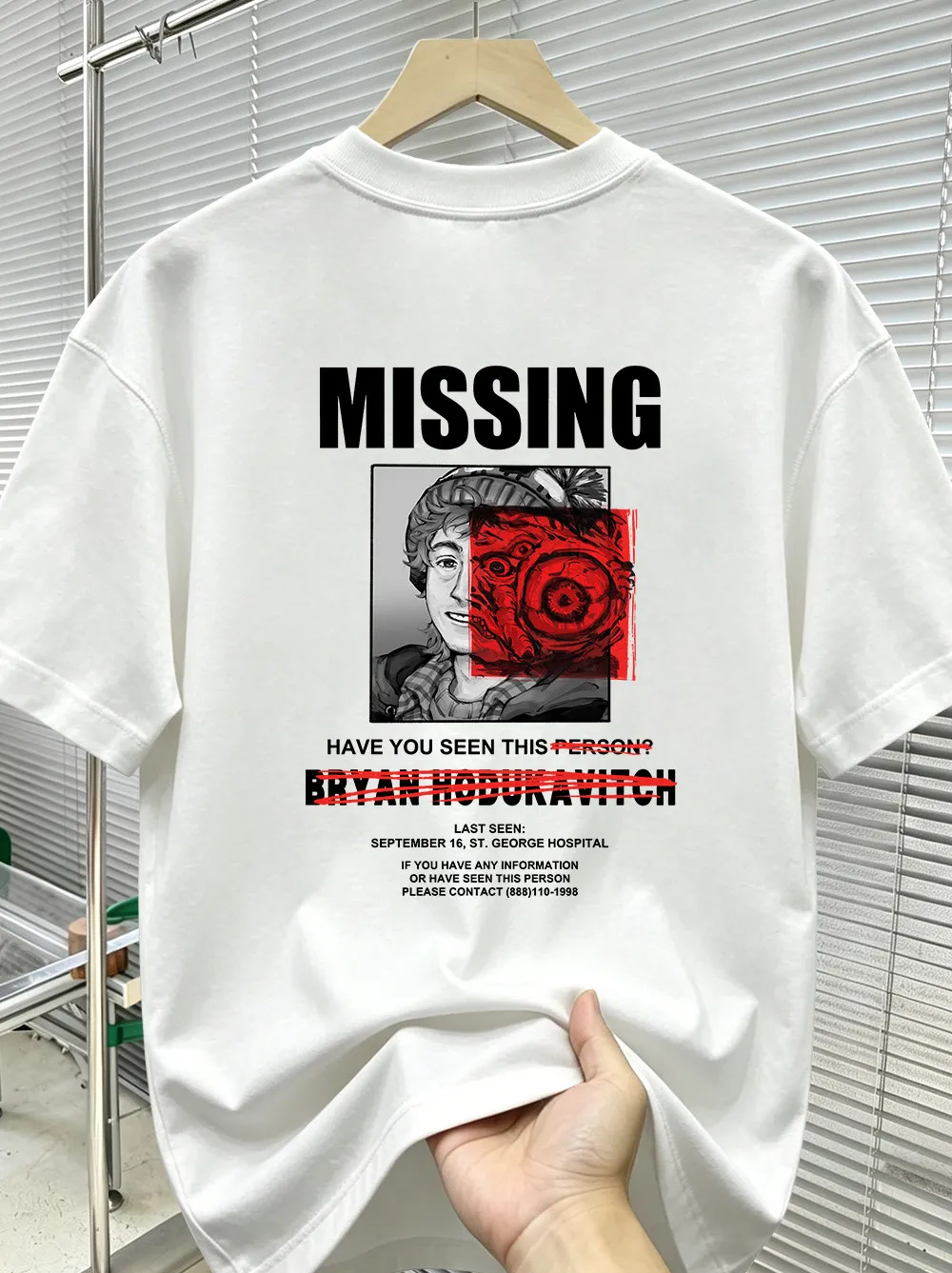 Horror T Shirt Missing Poster Bryan Hodukavitch Half Demon Face Print White Crew Neck Short Sleeve Unisex Casual Fans Gift
