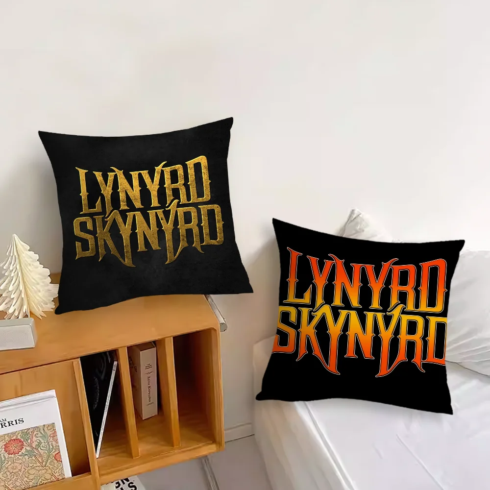 L-LynyrdS Rock Band S-SkynyrdS funda de almohada para sofá mesita de noche dormitorio respaldo sala de estar cojín de oficina impreso cuadrado múltiple