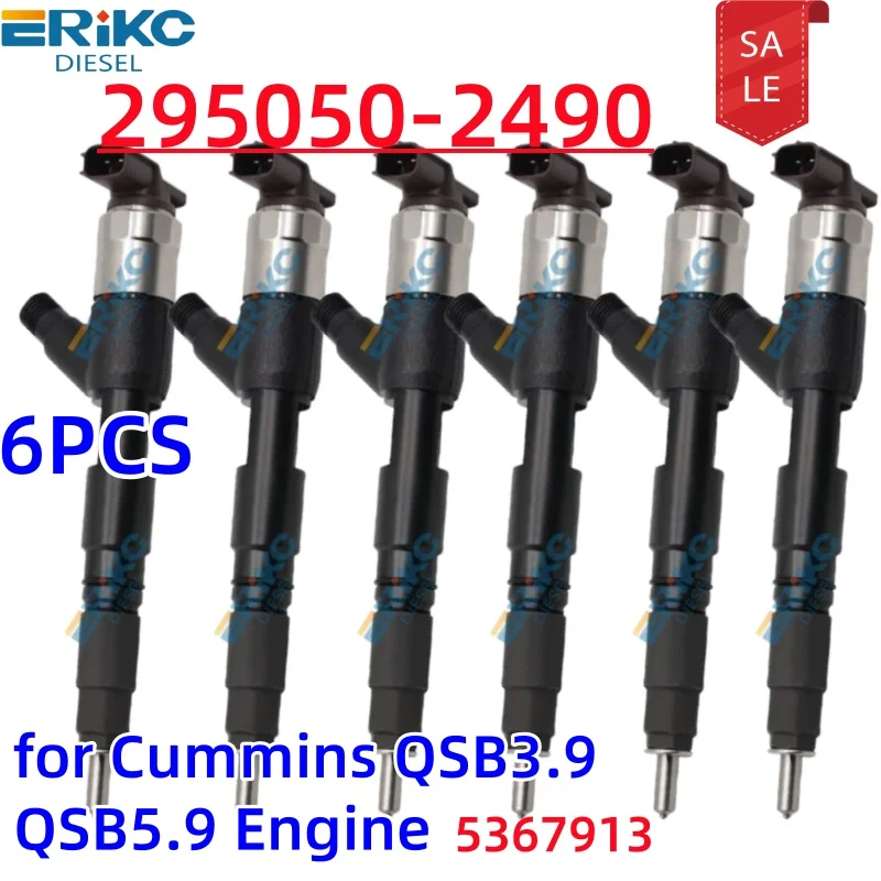 

ERIKC 6шт. 295050 -2490 Топливная форсунка Common Rail 295050 -2490 2950502490 5367913 для двигателя Cummins QSB3.9 QSB5.9