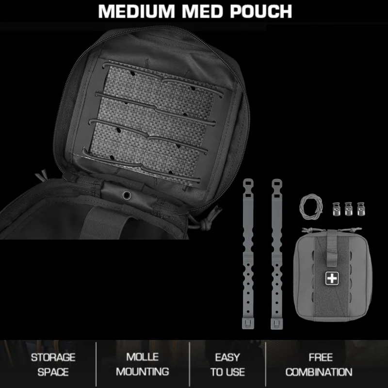 

Medium MED Pouch | MOLLE Compatible First Aid Kit Pouch | For Tactical & Hunting Use