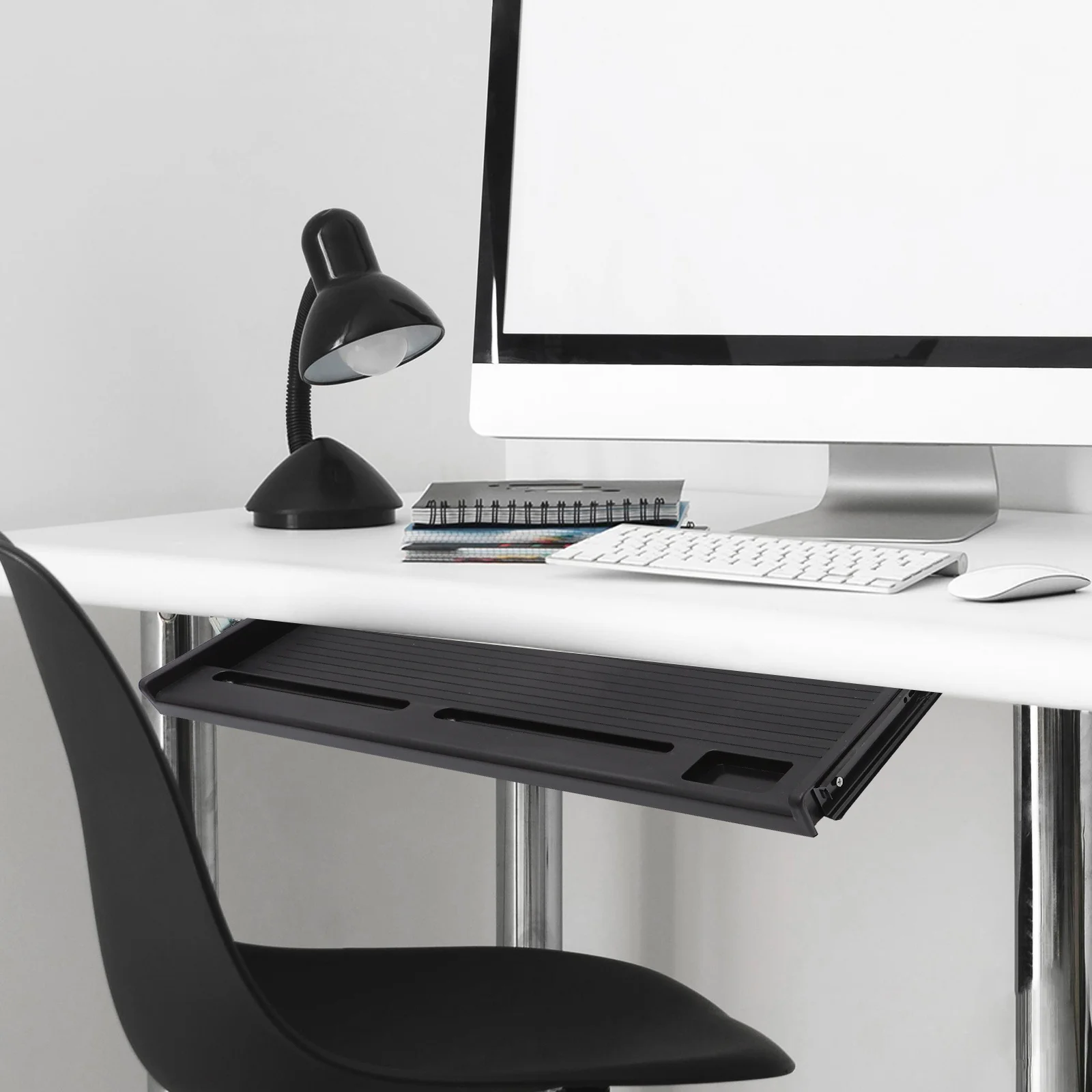 

1 Set Slide-Out Tray Under Desk Computer Holder, Multi-Purpose Storage Shelf, Keyboard Drawer, Desk Keyboard Tray Slide