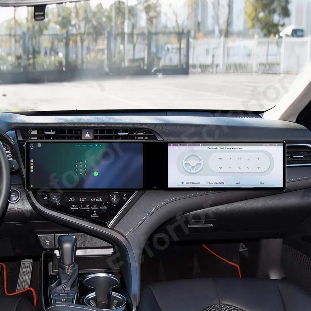 For Toyota Camry 2018-2020 Android 13 CarPlay Qualcomm Dual 12.3 Inch Screen Car GPS Multimedia Player GPS Navi Radio DVD Player