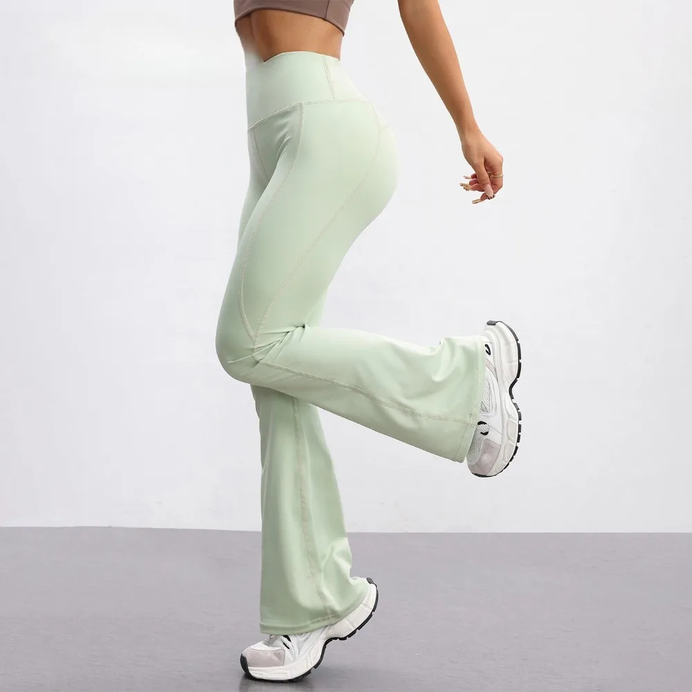 

Женские классические удобные повседневные спортивные брюки для йоги с высокой талией, широкими штанинами, эффектом подтяжки бедер и расклешенным низом