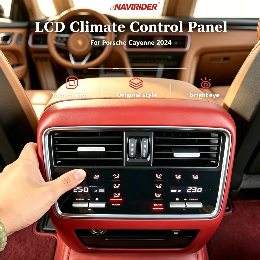 Yes Upgrade 1:1 Rear Seats Touch Screen For Porsche Cayenne 2024 LCD Climate Control Board Air Conditioning Panel No Programming