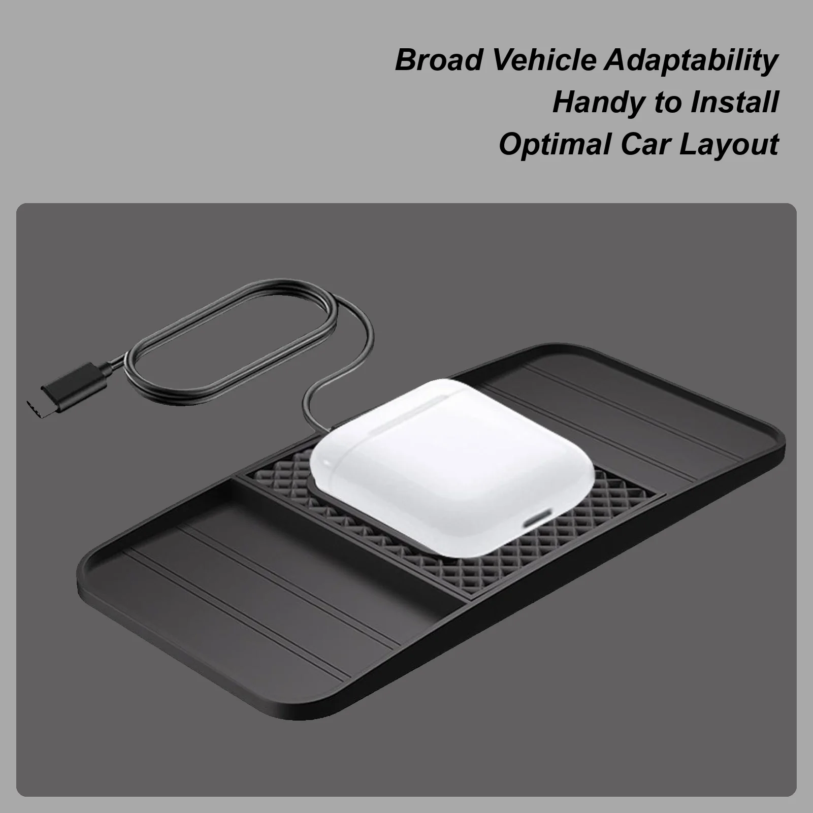 Wireless Charging Pad for Car Auto Phone Charger Mat Fast Charging Device Vehicle Accessories for Phones Tablets Earphones