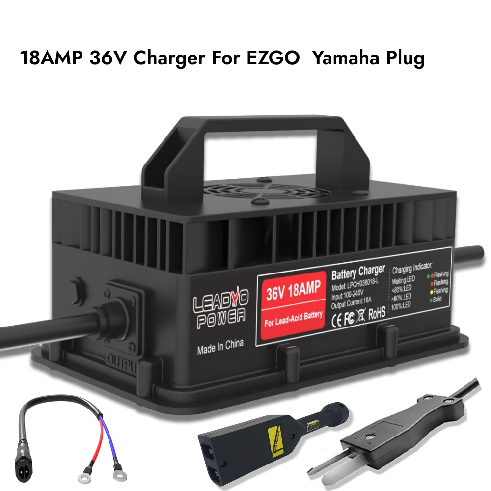 

36V Lead Acid Charger 18A Golf Cart Battery IP67 Waterproof for EZGO TXT Crowfoot Plug Battery intelligent 36V Fast Charge
