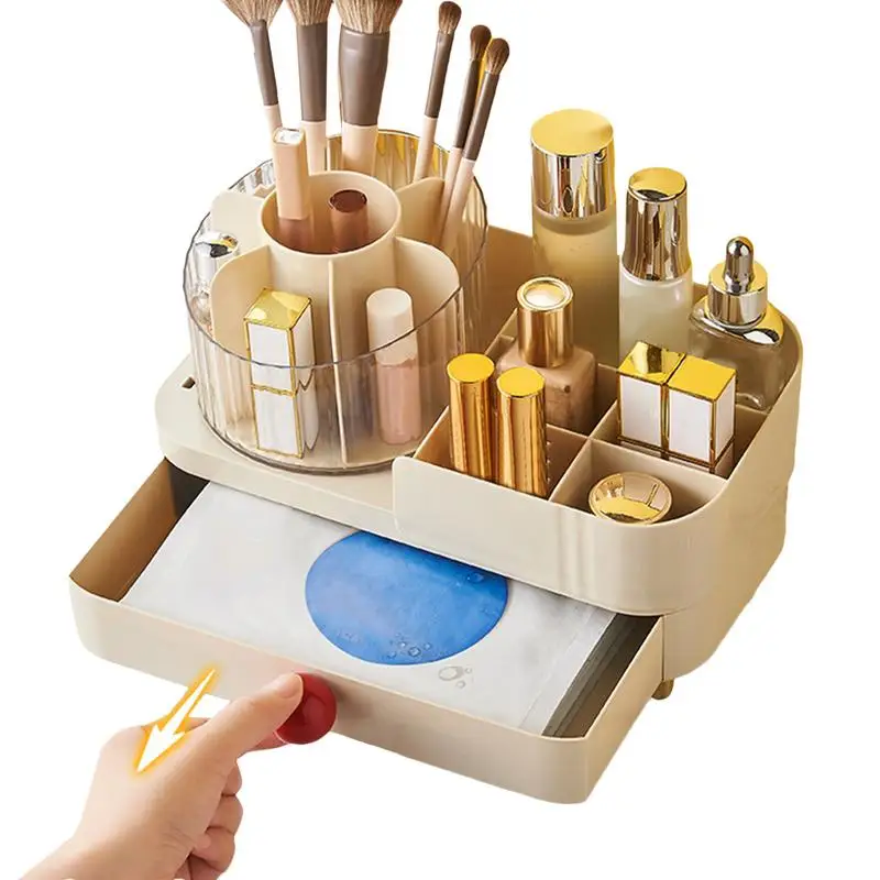 Rotating Makeup Organizer Rotating Makeup Countertop Organizer Makeup Brush Holder Cosmetic Display Case for Lipstick Brush