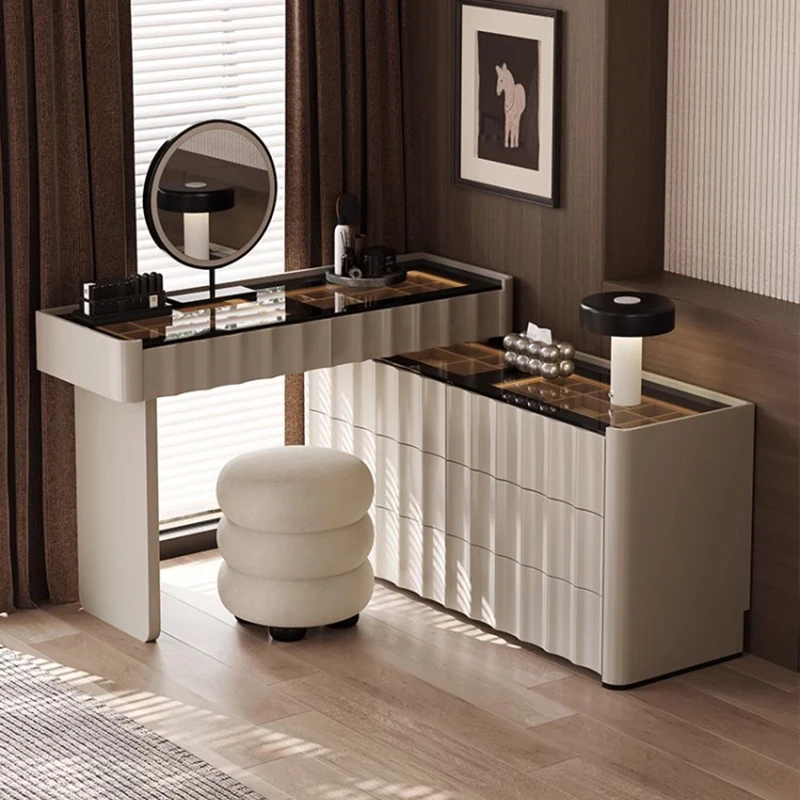 

French Ornate Vanity Table Unique Artistic Trendy Elegant Vanity Table Exquisite Premium Meuble De Chambre Bedroom Furniture