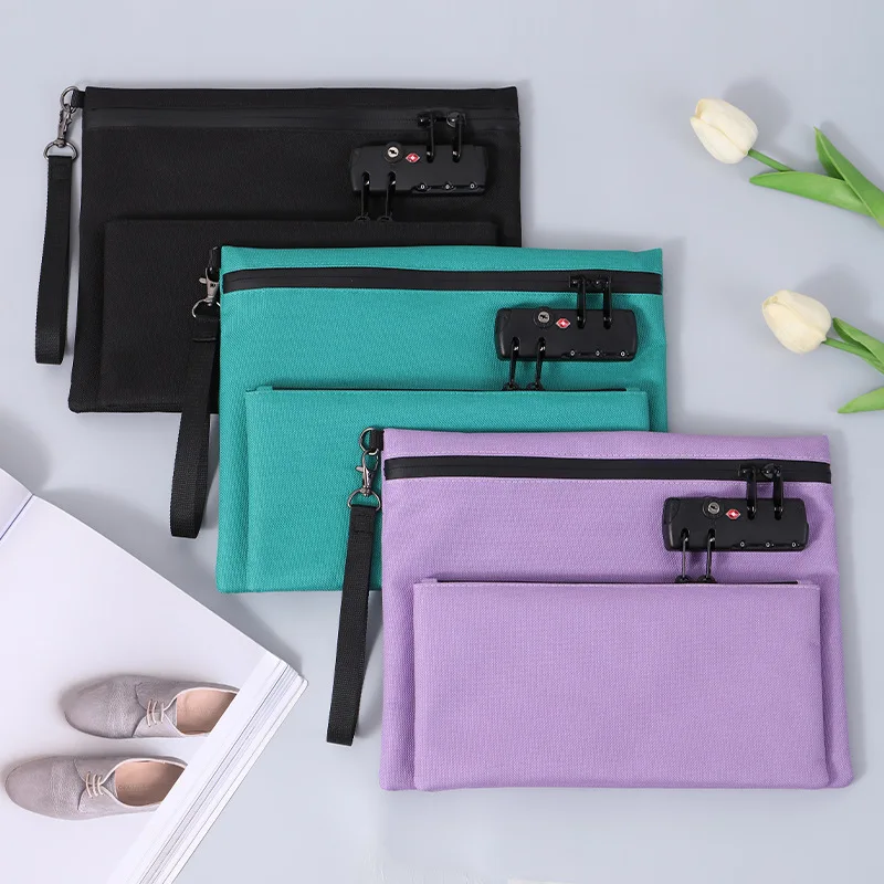 

Двухслойная сумка для документов с кодовым замком, для паспорта и мобильного телефона, вместительный кошелек, водонепроницаемый кошелек