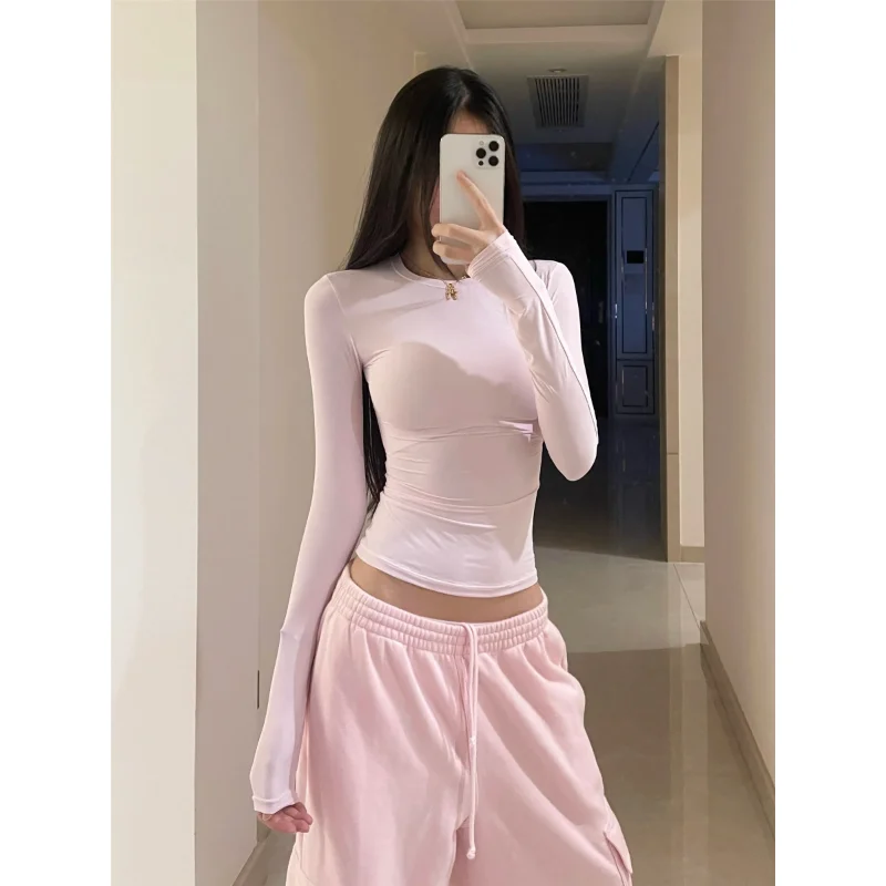 

Slimming Effect Low Waist Casual Long Sleeve T-Shirt And Shorts Two Piece Set Women's Fashion Leisure Outfit Polyester Fiber