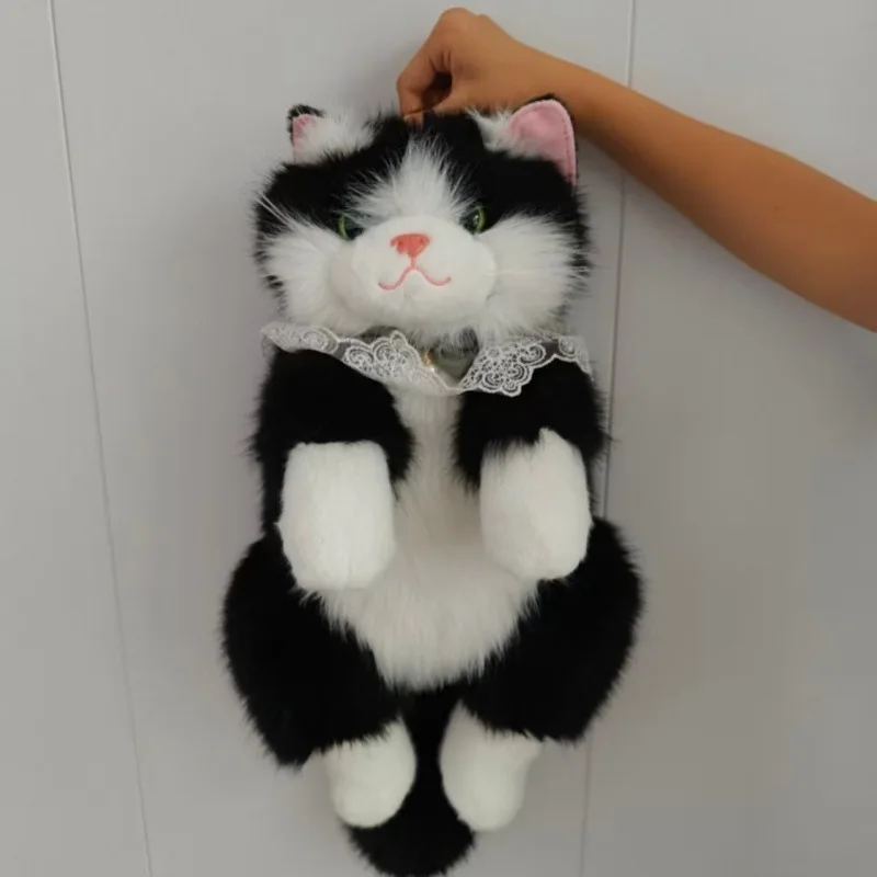 Cute Lace Collar Plush Cat Doll Backpack Pendant Soft Stuffed Kitten Plush Toy Lovely Keychain Birthday Gift for Little Girls