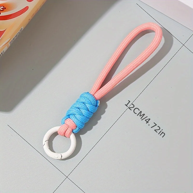 Random color braided keychain - durable and stylish phone lanyard and accessory. perfect for keys, coffee mugs, and more