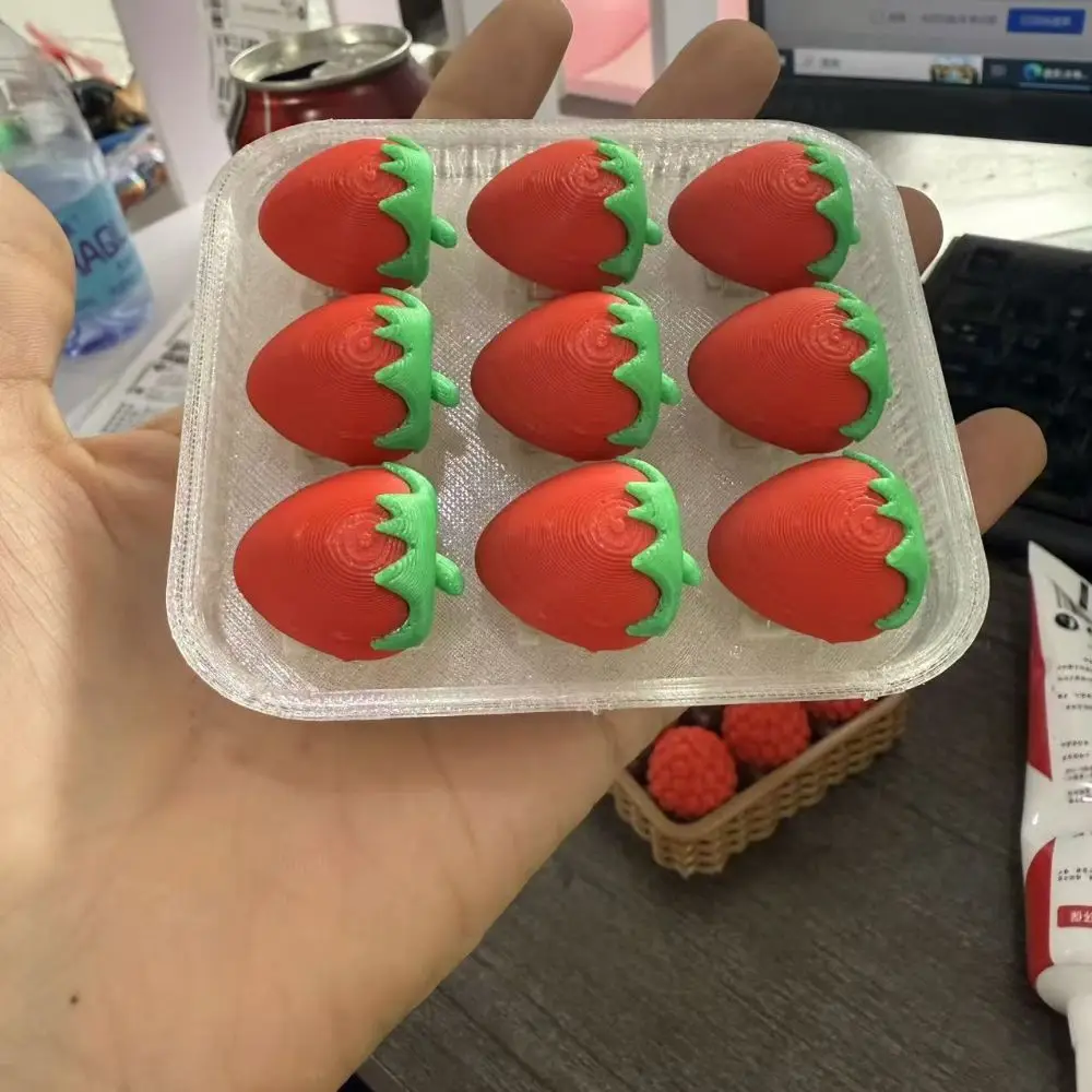 3D Printed Fruit Keycaps Clicker Relieve Stress Cute Press Button Keychain Banana Strawberries Decompression Button Relax