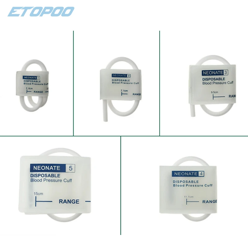 Non-Invasive Blood Pressure Cuff for Newborns, Disposable Dual-Tube, Designed for Use with Newborn Monitors