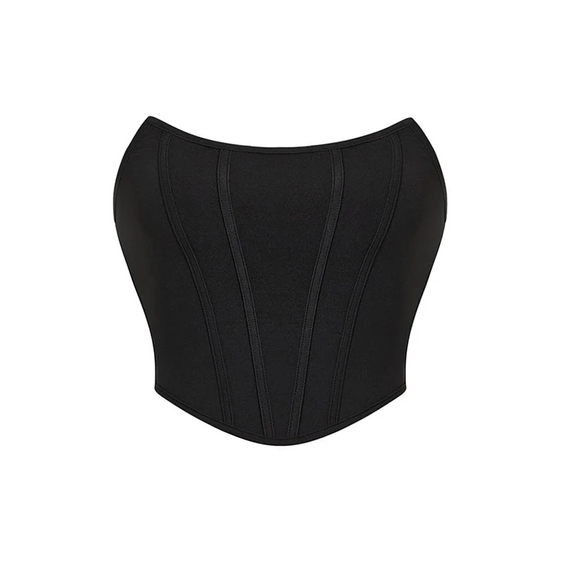 Senza maniche con spalle scoperte in velluto moda Sexy corsetto Crop Top gilet intimo femminile Backless Bustier Top Solid