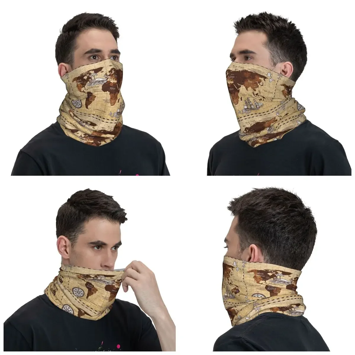 New Pirate Bay Secret World Map Bandana Neck Gaiter Balaclavas Wrap Scarf Multi-use Cycling Scarf Outdoor Sports Adult Windproof