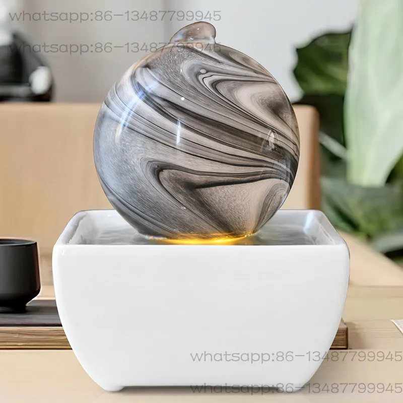 Small flowing water ornament circulating flowing water desktop feng shui wheel office crystal ball making money living room
